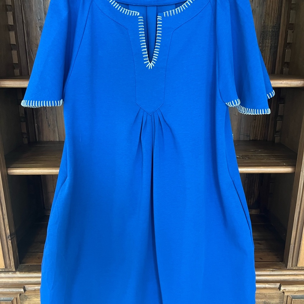 Amazon Women's Blue Dress with White Accents